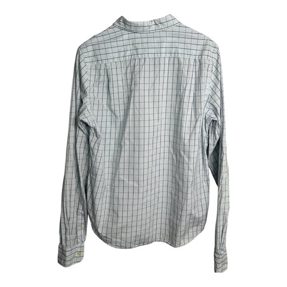 Abercrombie & Fitch Muscle Long Sleeve Polo Button Down Shirt Blue Stripes Sz L - Picture 2 of 5